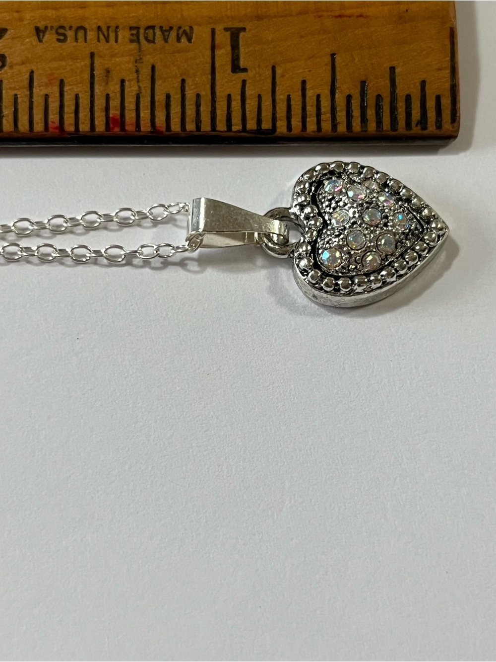 Retired Swarovski Crystal Heart Pendant Necklace 16” Silver Tone OOAK - Picture 4 of 5